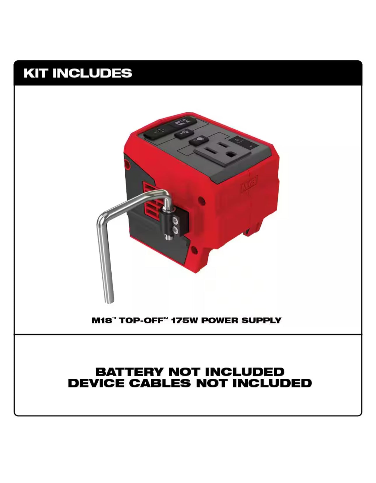 Milwaukee M18 175-Watt Powered Compact Inverter for M18 Batteries (Tool-Only)