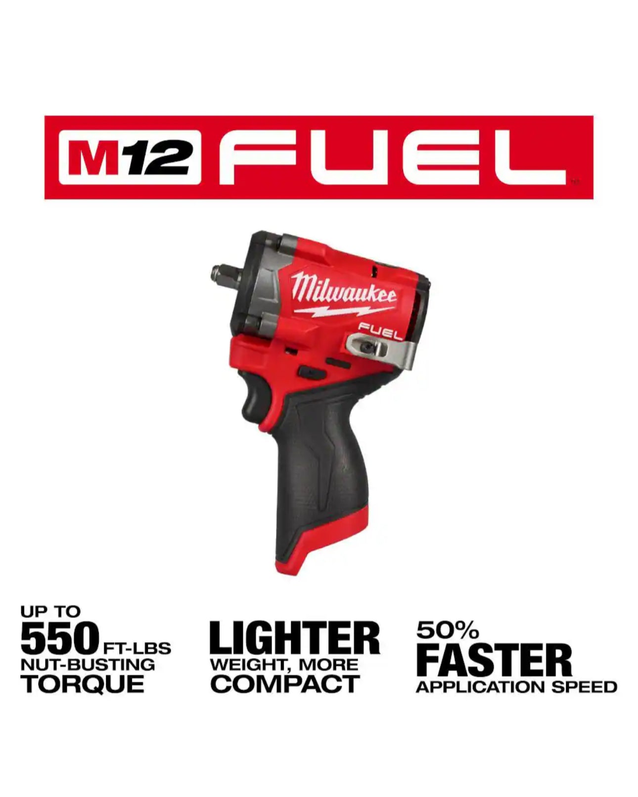 Milwaukee M12 FUEL Cordless Stubby 3/8” Impact Wrench (2562-20)