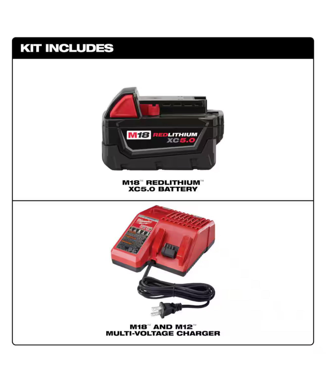 Milwaukee M18 XC Starter Kit mit einem 5,0 Ah Akku und Ladegerät 