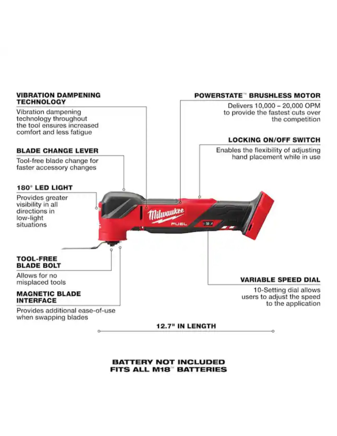 Milwaukee M18 FUEL Brushless Oscillating Multi-Tool (2836-20)