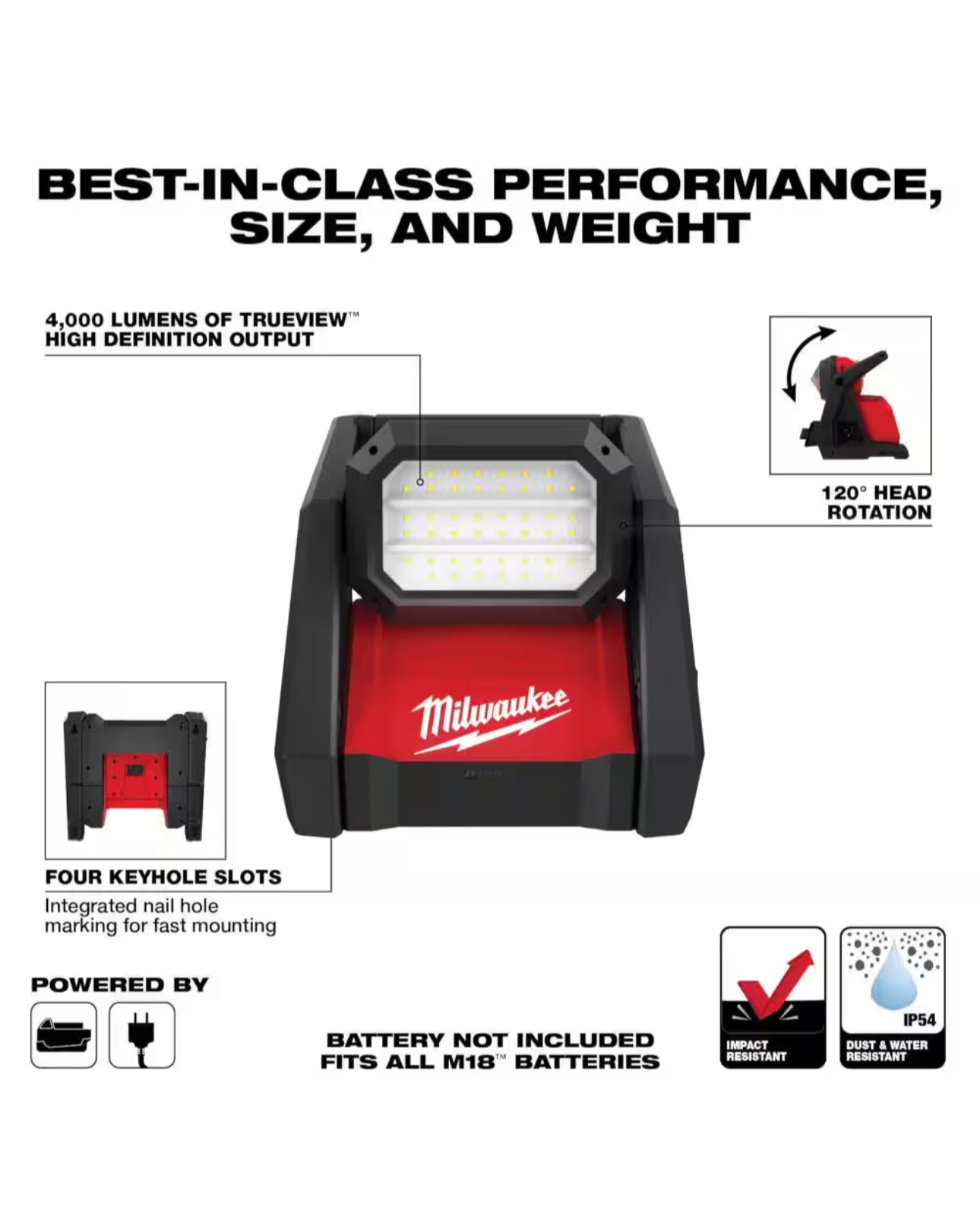 Milwaukee M18 GEN-2 Cordless 4000 Lumens ROVER LED AC/DC Flood Light (2366-20)