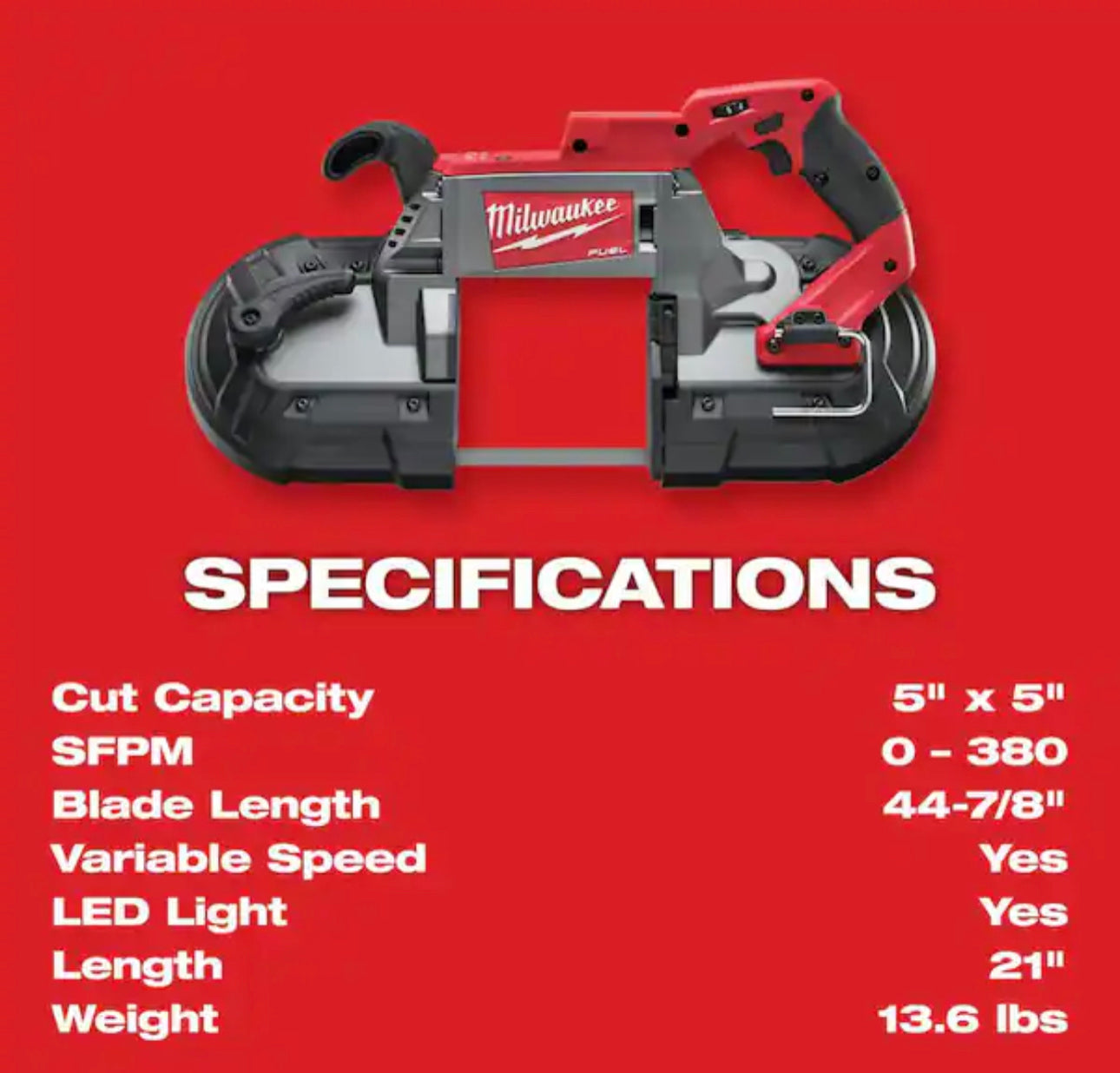 Milwaukee M18 Brushless Cordless Deep Cut Band Saw (2729-20)