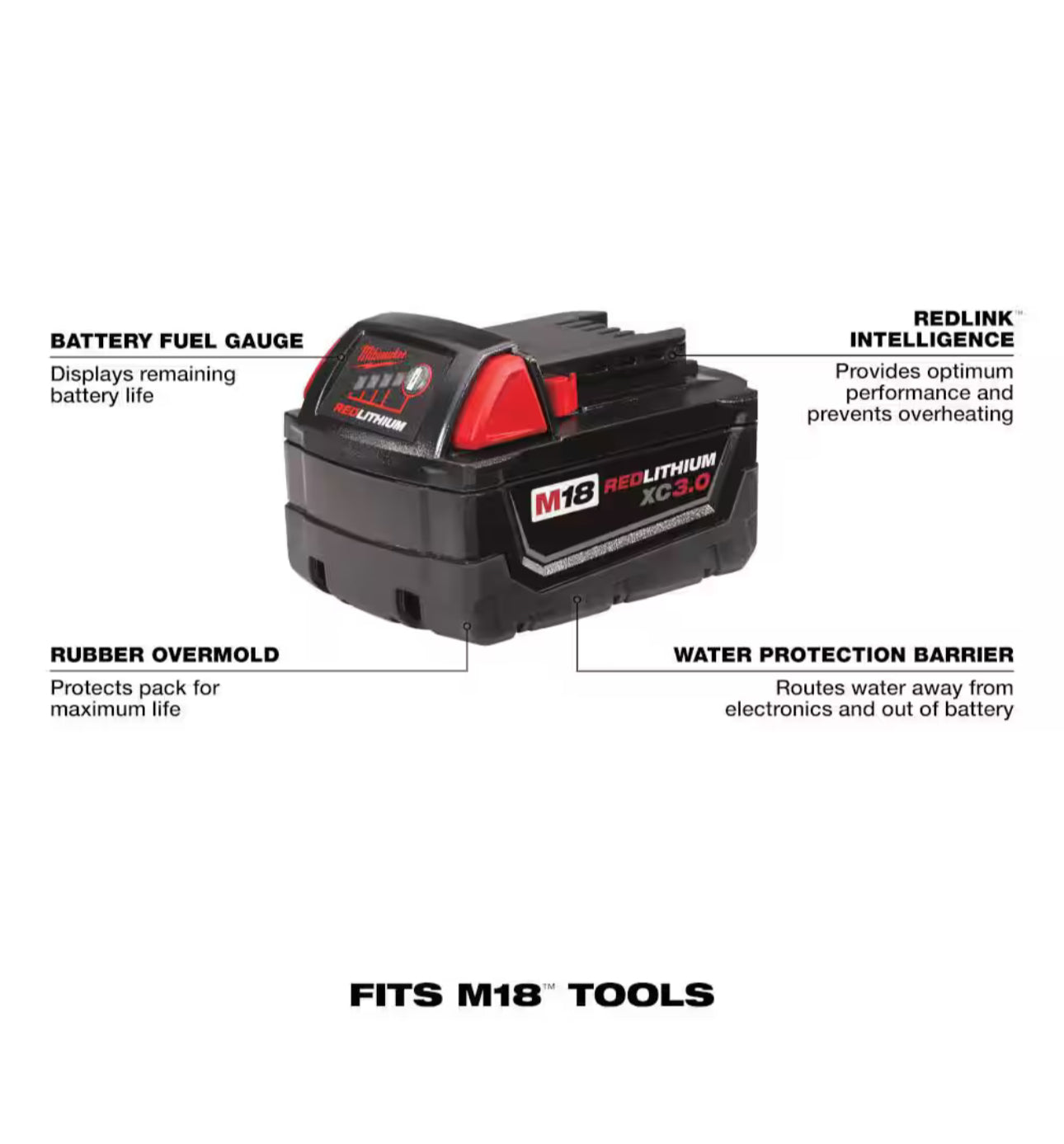 Milwaukee M18 Lithium-Ion Extended Capacity 3.0 Ah Battery Pack