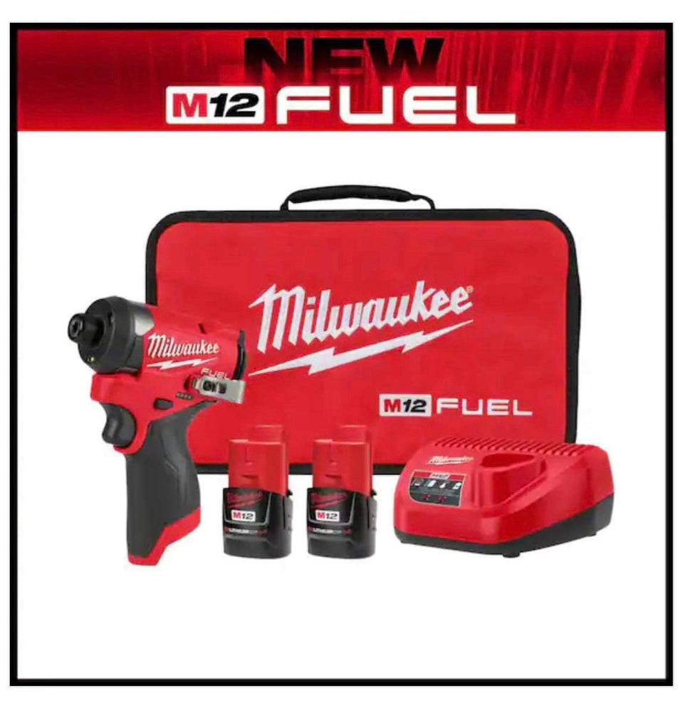 Milwaukee M12 FUEL 1/4 in. Hex Impact Driver Kit (3453-22)