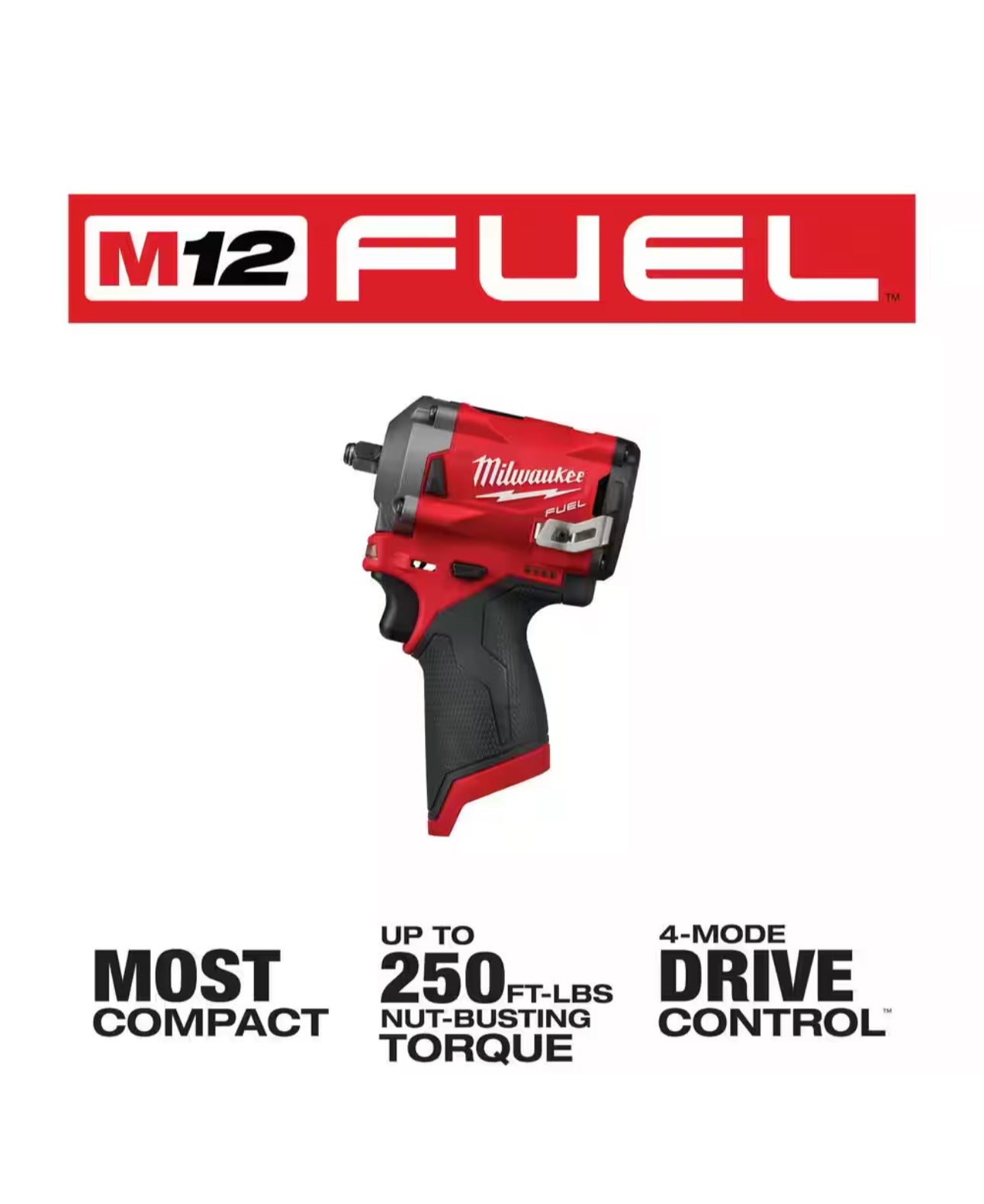 Milwaukee M12 Fuel Stubby 3/8 Impact Wrench (2554-20)