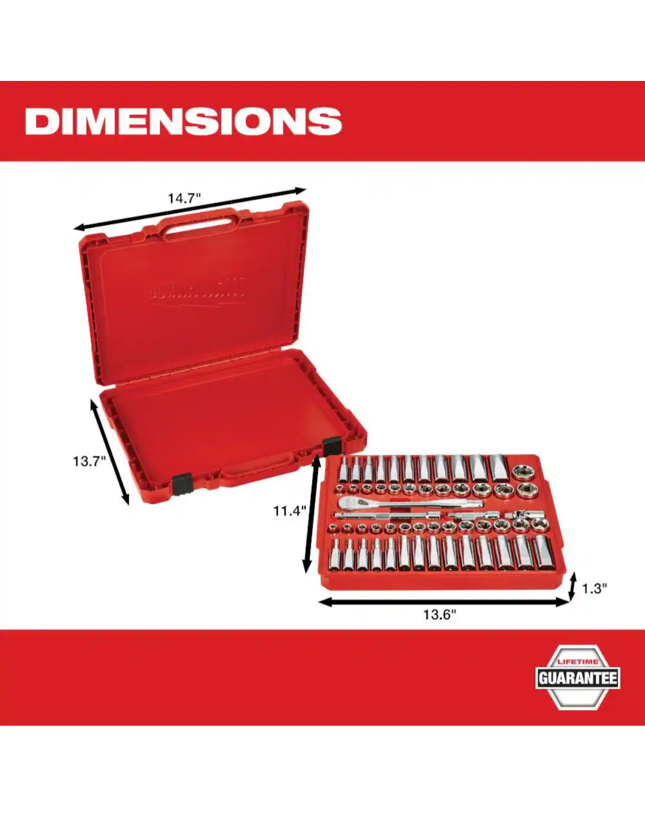 Milwaukee 3/8"-Antrieb SAE/METRISCHES Ratschen- und Steckschlüsselset (56-teilig) 