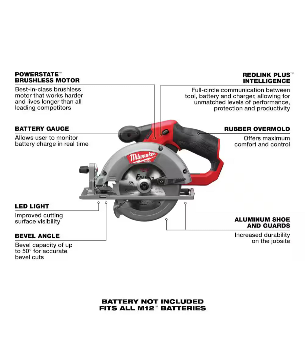 Sierra circular Milwaukee M12 FUEL de 5-3/8” (2530-20) 