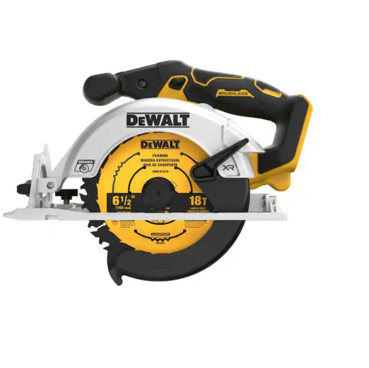 Sierra circular inalámbrica sin escobillas DEWALT DCS565B 20V MAX de 6-1/2" 