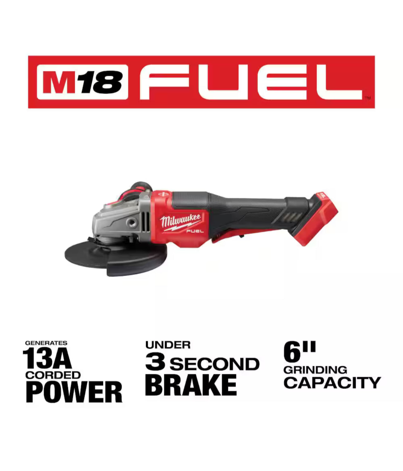 Milwaukee M18 Fuel 4-1/2 in./6 in. Braking Grinder with Paddle Switch (2980-20)