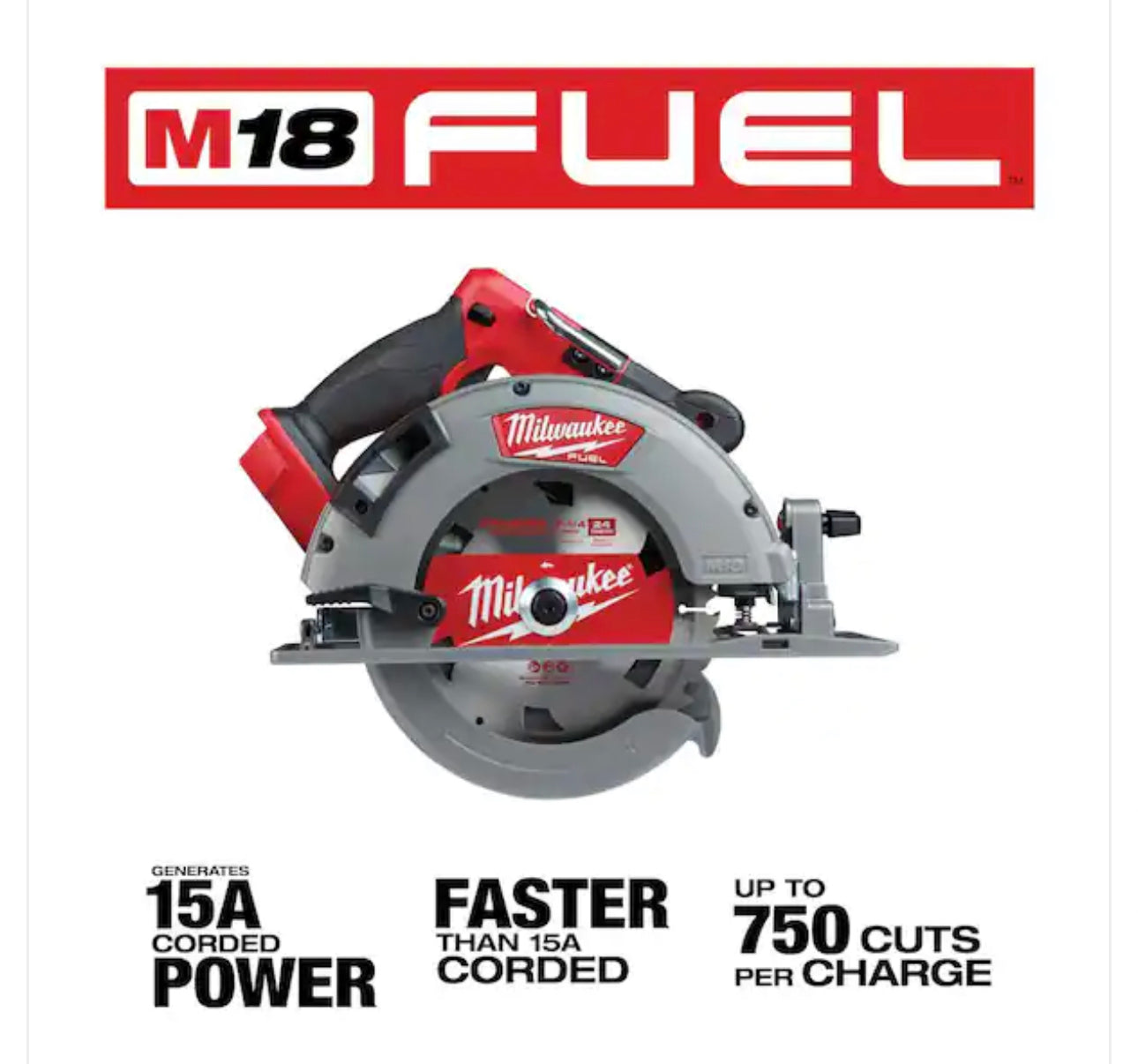 Sierra circular inalámbrica sin escobillas Milwaukee M18 Fuel de 7-1/4" (2732-20) 