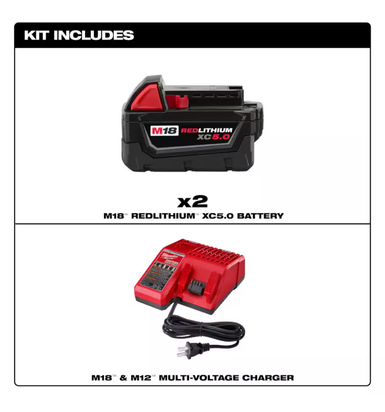 Milwaukee M18 XC Starter Kit with Two 5.0 Ah Batteries and Charger