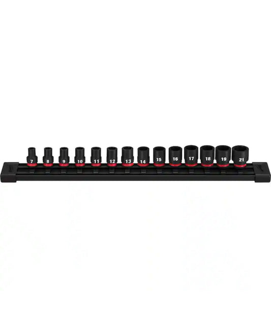 Milwaukee SHOCKWAVE 3/8” Drive Metric 6 Point Impact Socket Set (14-Piece)