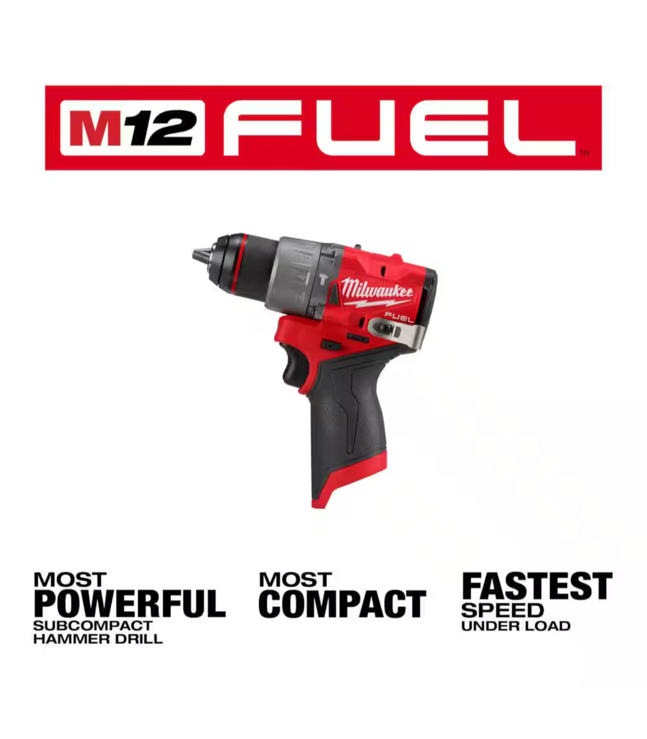 Milwaukee M12 Fuel 1/2 Hammer Drill (3404-20) with a 4.0 Ah Battery