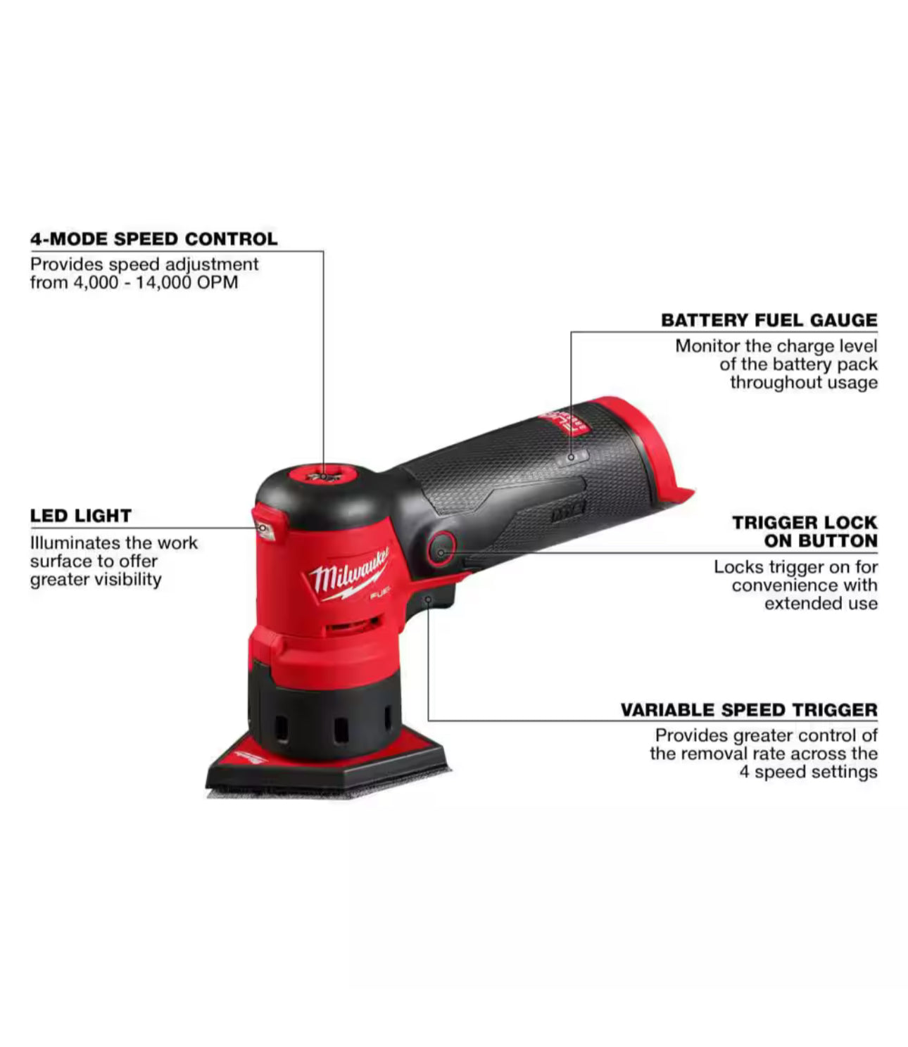 Milwaukee M12 FUEL Brushless Orbital Detail Sander (2531-20)