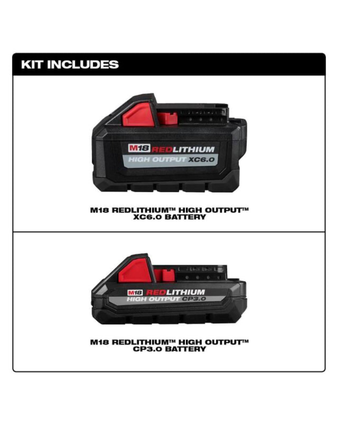 Milwaukee M18 High Output 6.0 Ah and 3.0 Ah Battery (2-Pack)