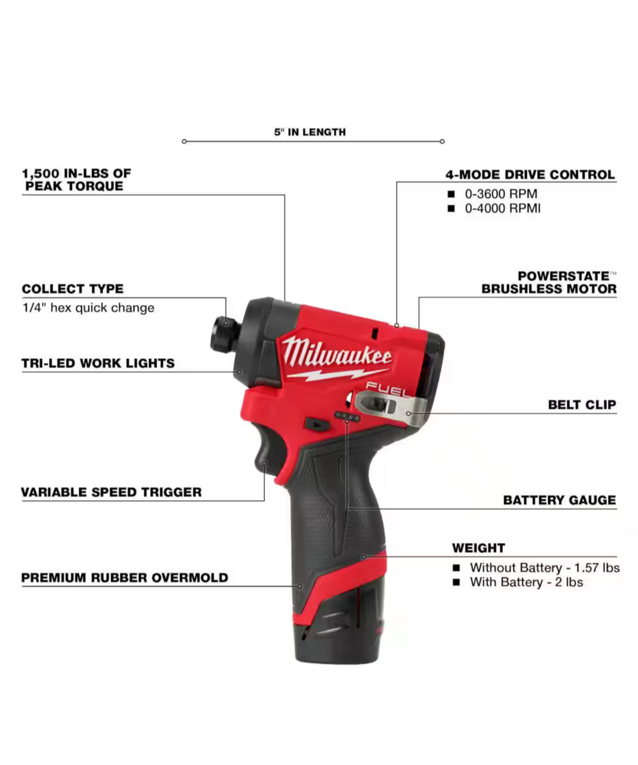 Kit combinado de taladro percutor de combustible y destornillador de impacto Milwaukee M12 (3497-22) 