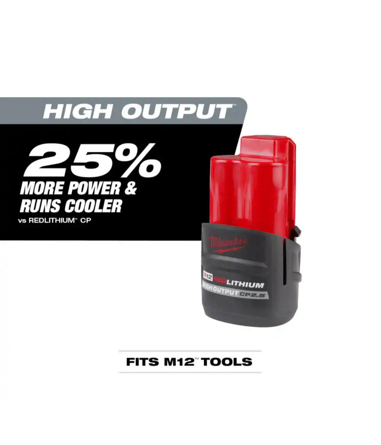 Milwaukee M12 CP High Output 2.5 Ah Battery Pack model # 48-11-2425