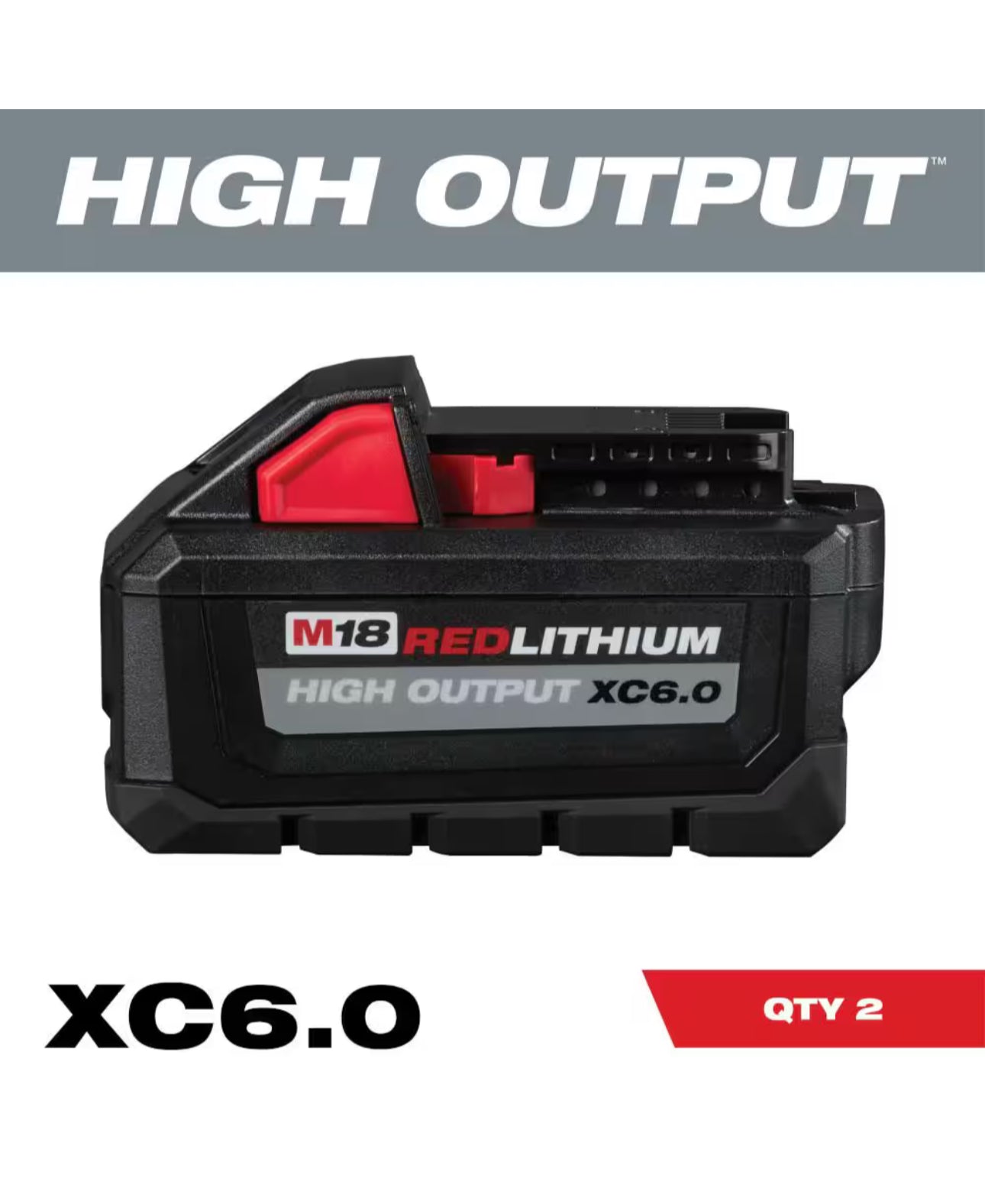 Milwaukee M18 Lithium-Ion High Output 6.0Ah Battery Pack (2-Pack)