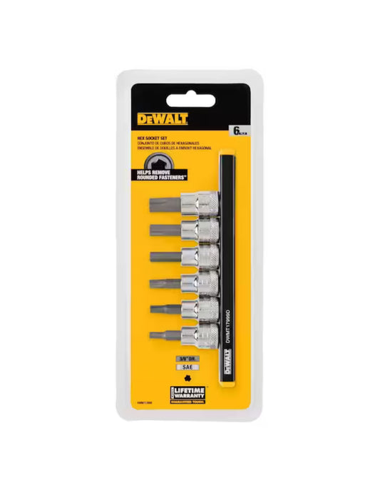 DEWALT 3/8” Drive SAE Hex Socket Set (6-Piece)