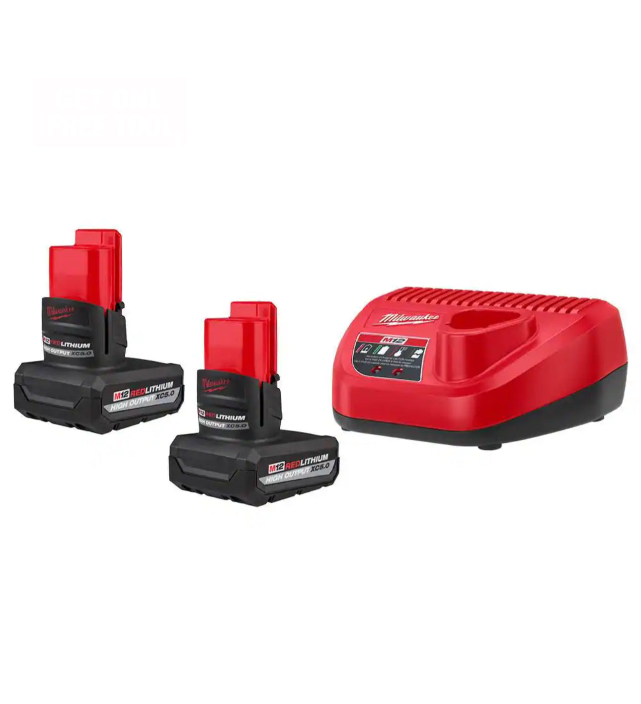 Milwaukee M12 XC High Output 5.0 Ah Battery Pack (2-Pack) Starter Kit with Charger