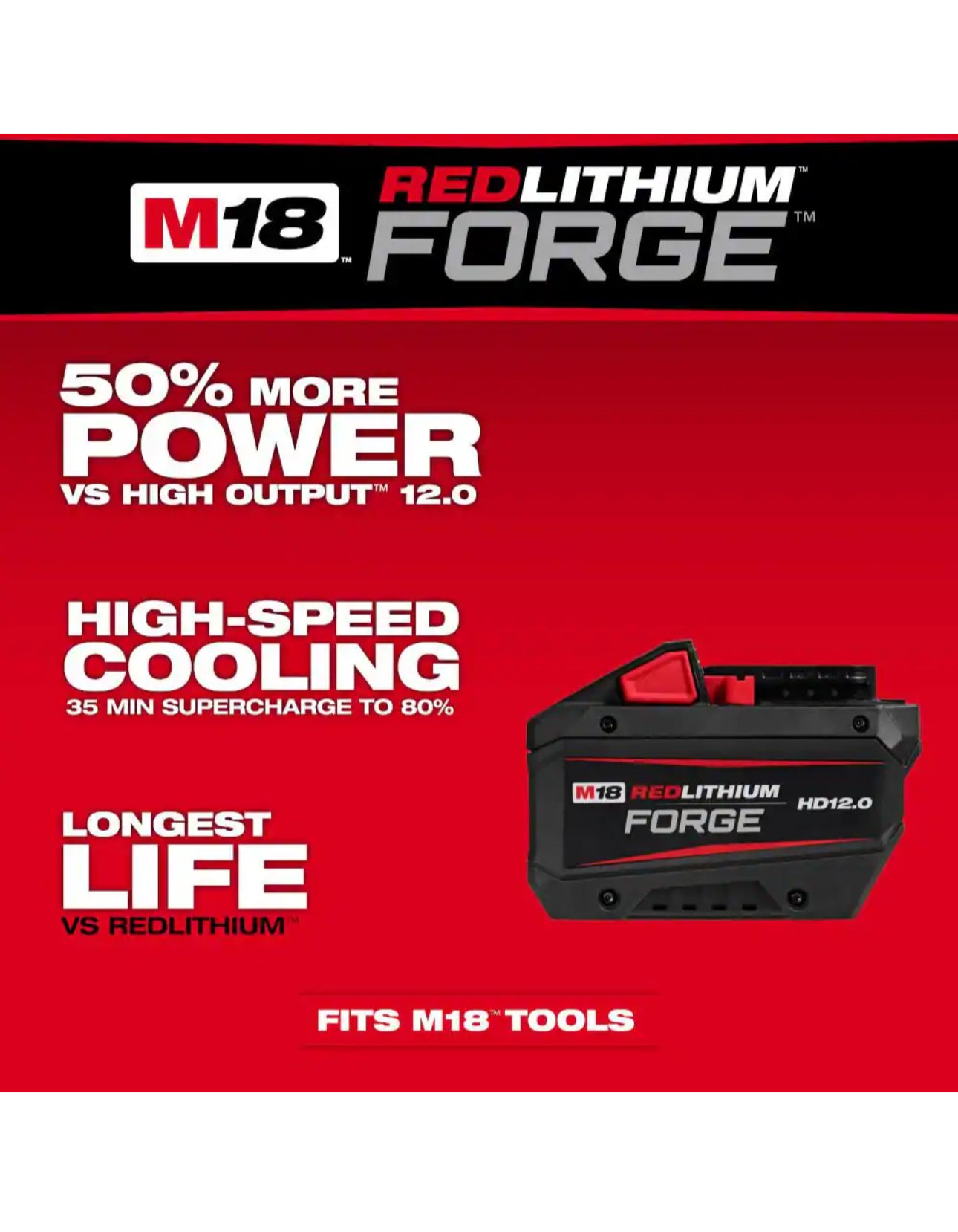 Milwaukee M18 REDLITHIUM FORGE HD 12.0 Ah Battery Pack