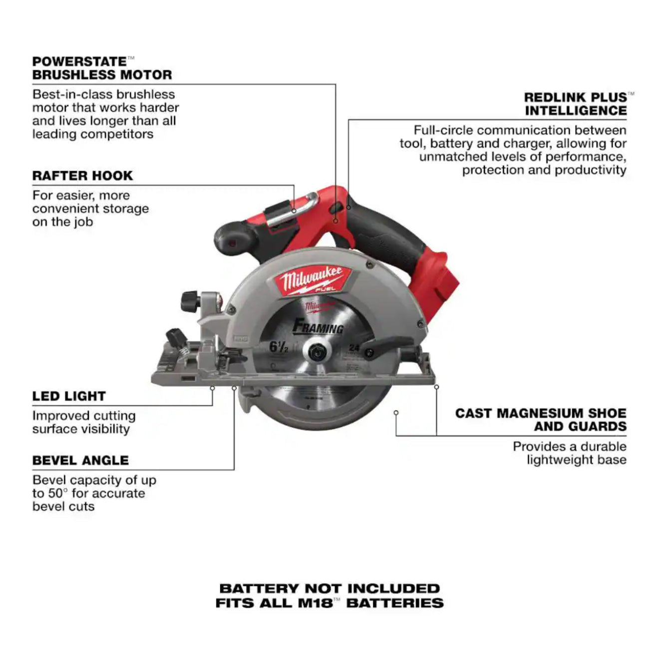 Sierra circular Milwaukee M18 FUEL de 6-1/2" (2730-20) 