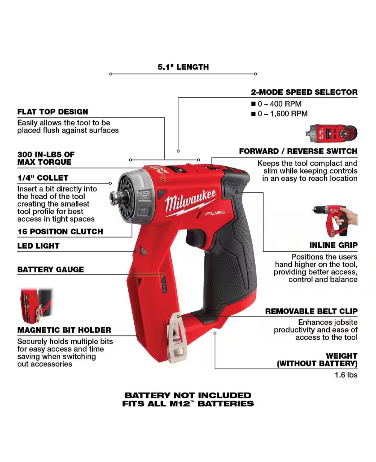 Milwaukee 3/8" M12 FUEL Installationsbohrschrauber (2505-20) 