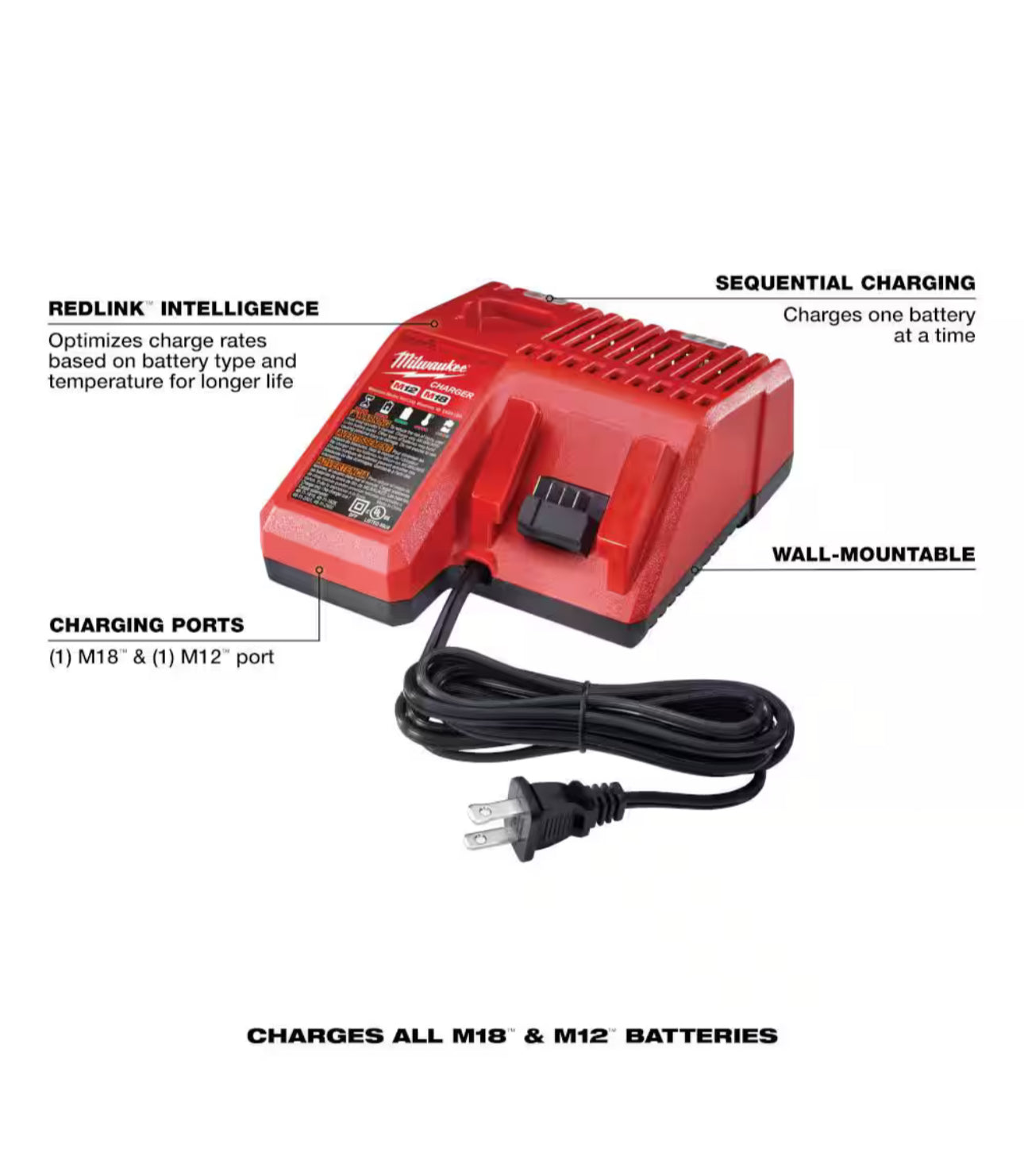 Milwaukee M18 and M12 Multi-Voltage Battery Charger