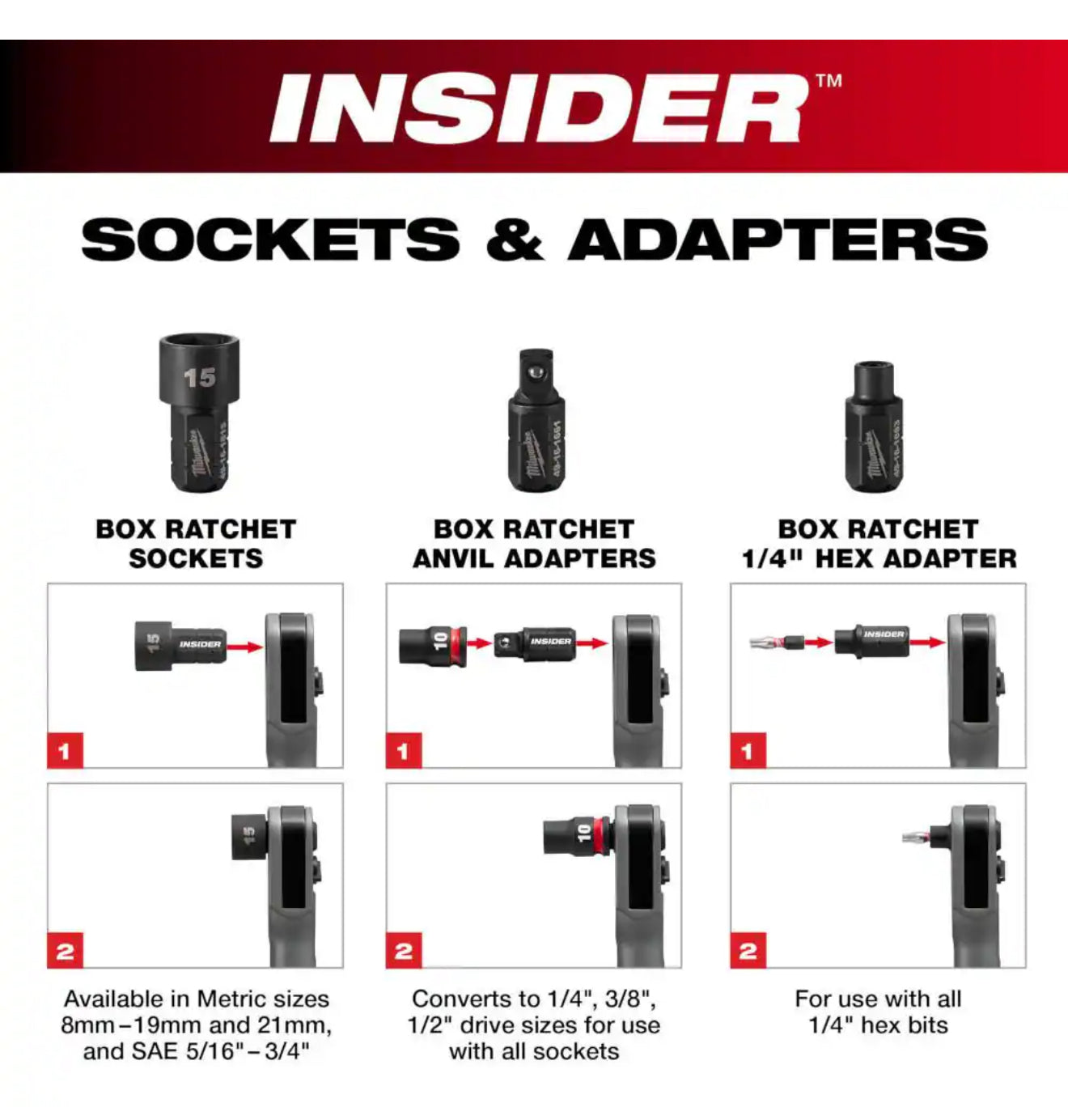 Milwaukee M12 FUEL INSIDER 1/4" - 3/8" Extended Reach Box Ratchet (3050-20)