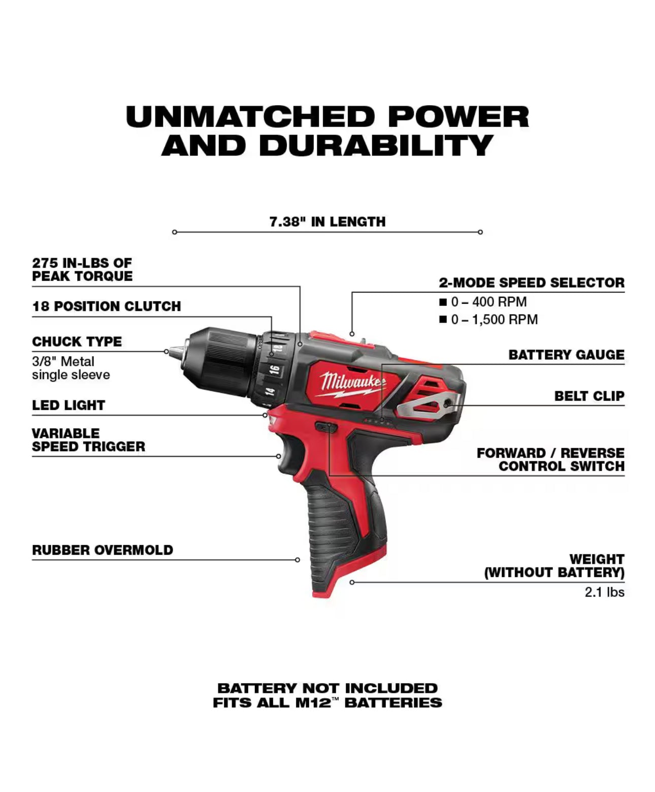 Milwaukee M12 Cordless 3/8 in. Drill/Driver (2407-20)