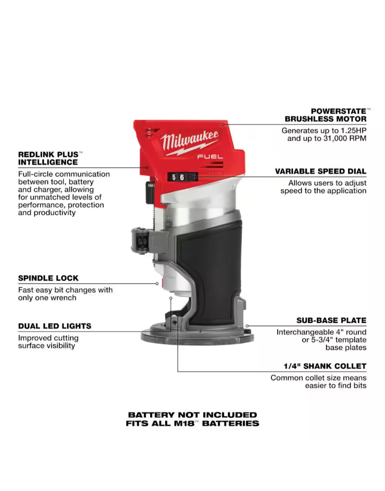 Enrutador compacto de combustible Milwaukee M18 (2723-20)