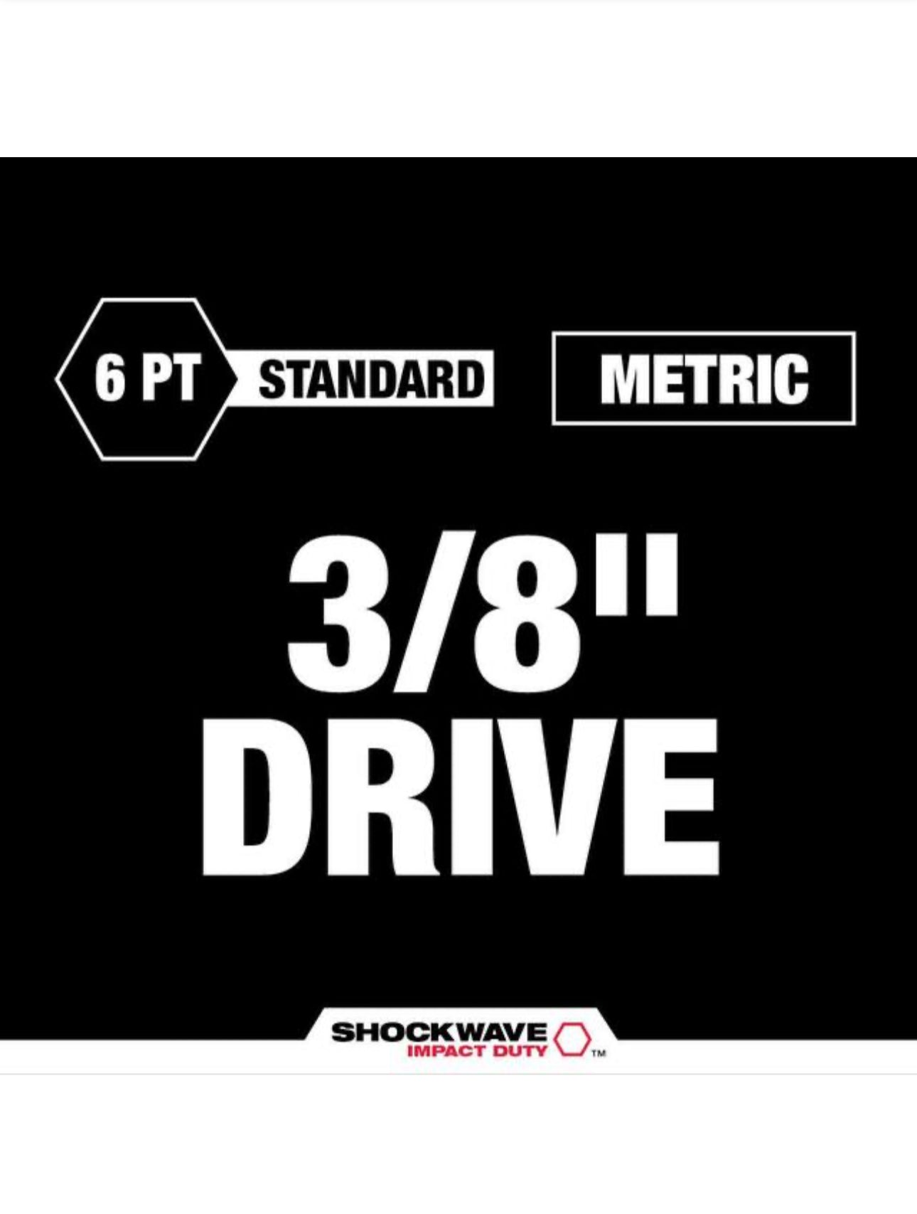 Milwaukee SHOCKWAVE 3/8” Drive Metric 6 Point Impact Socket Set (14-Piece)