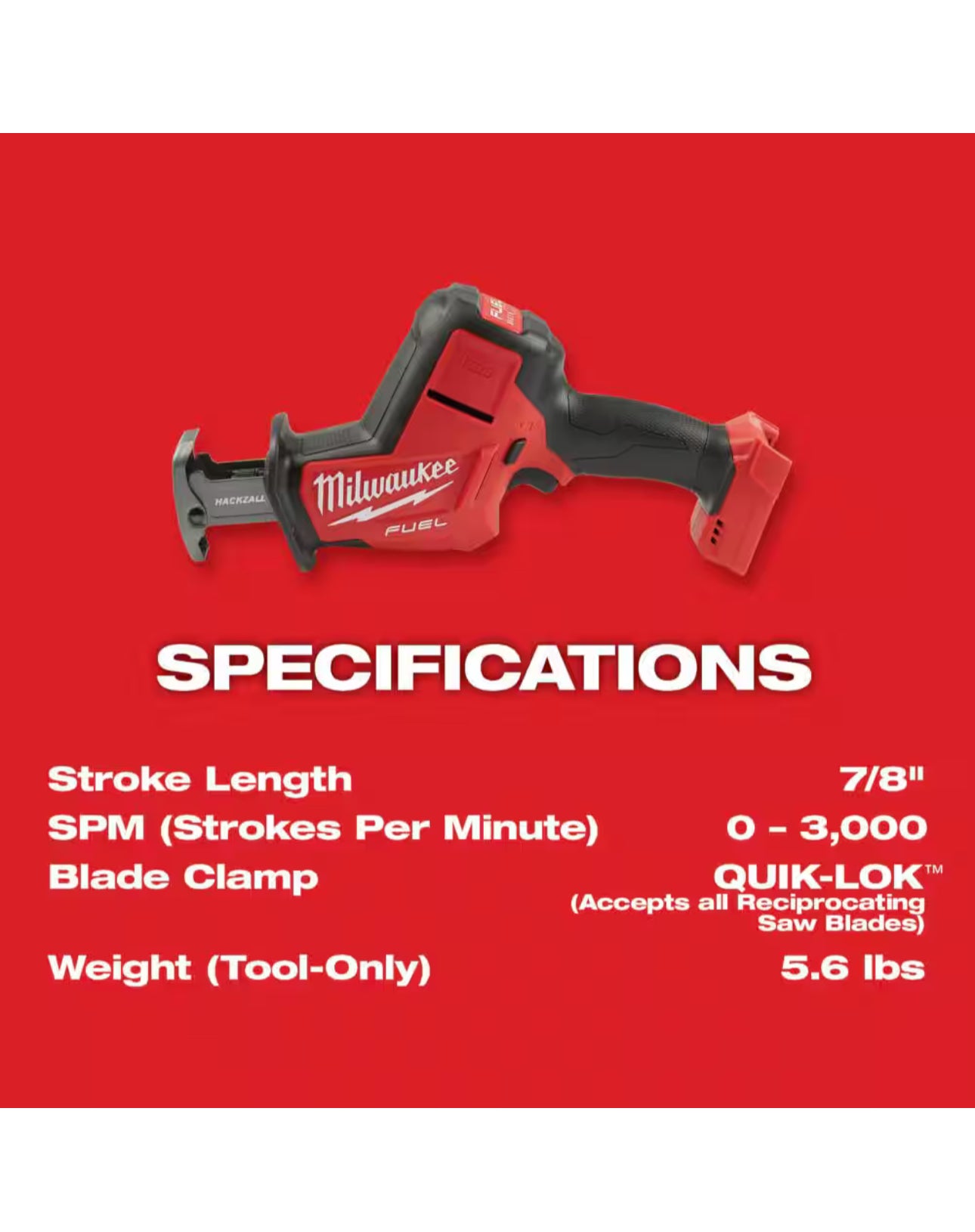 Milwaukee M18 Fuel bürstenlose kabellose HACKZALL-Säbelsäge (2719-20)