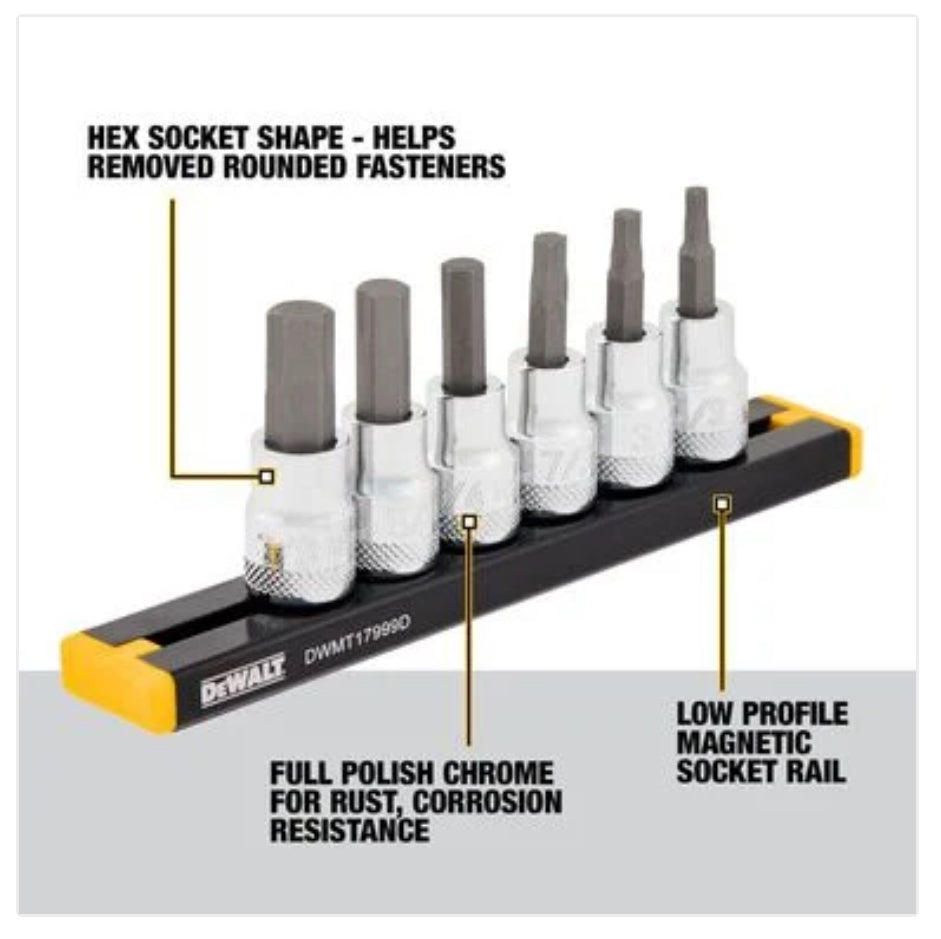 DEWALT 3/8” Drive SAE Hex Socket Set (6-Piece)