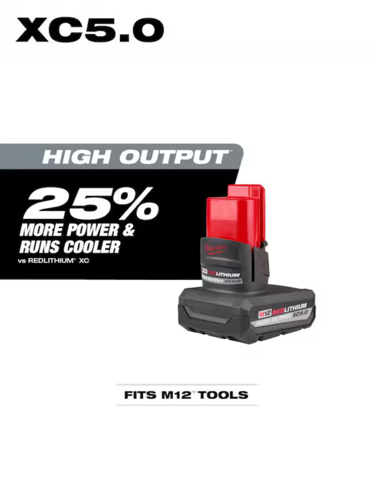 Milwaukee M12 High Output 5.0 Ah Battery