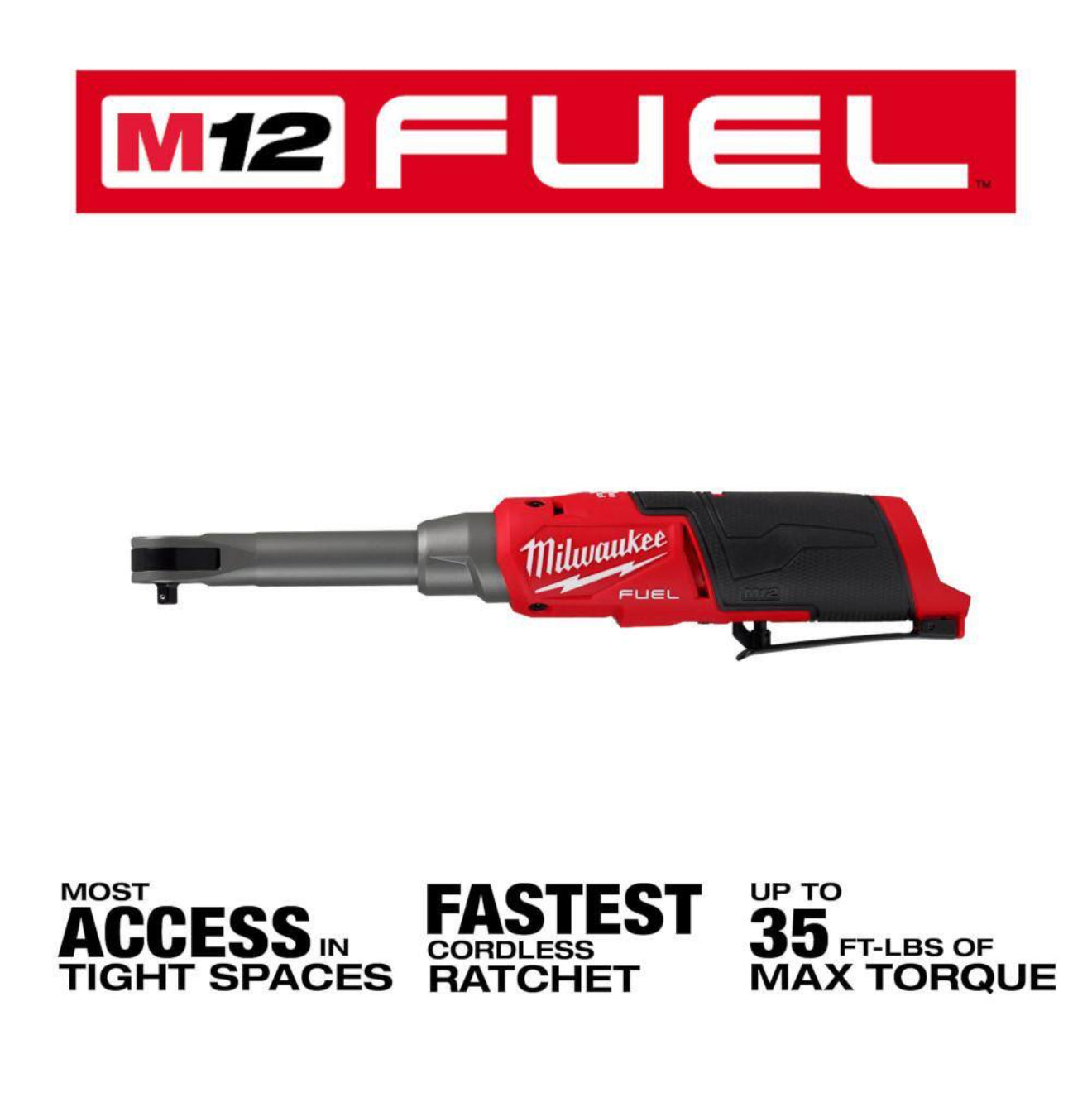 Milwaukee M12 FUEL 1/4 Extended Reach High Speed Ratchet (2568-20)