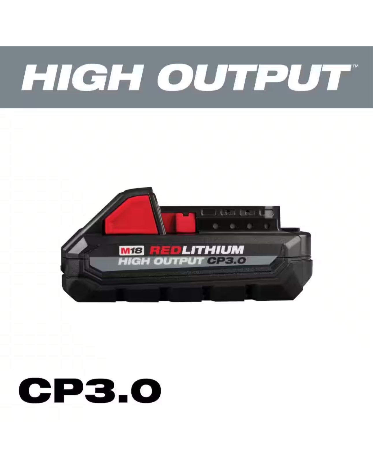 Milwaukee M18 High Output CP 3.0 Ah Battery (No Wraparound)