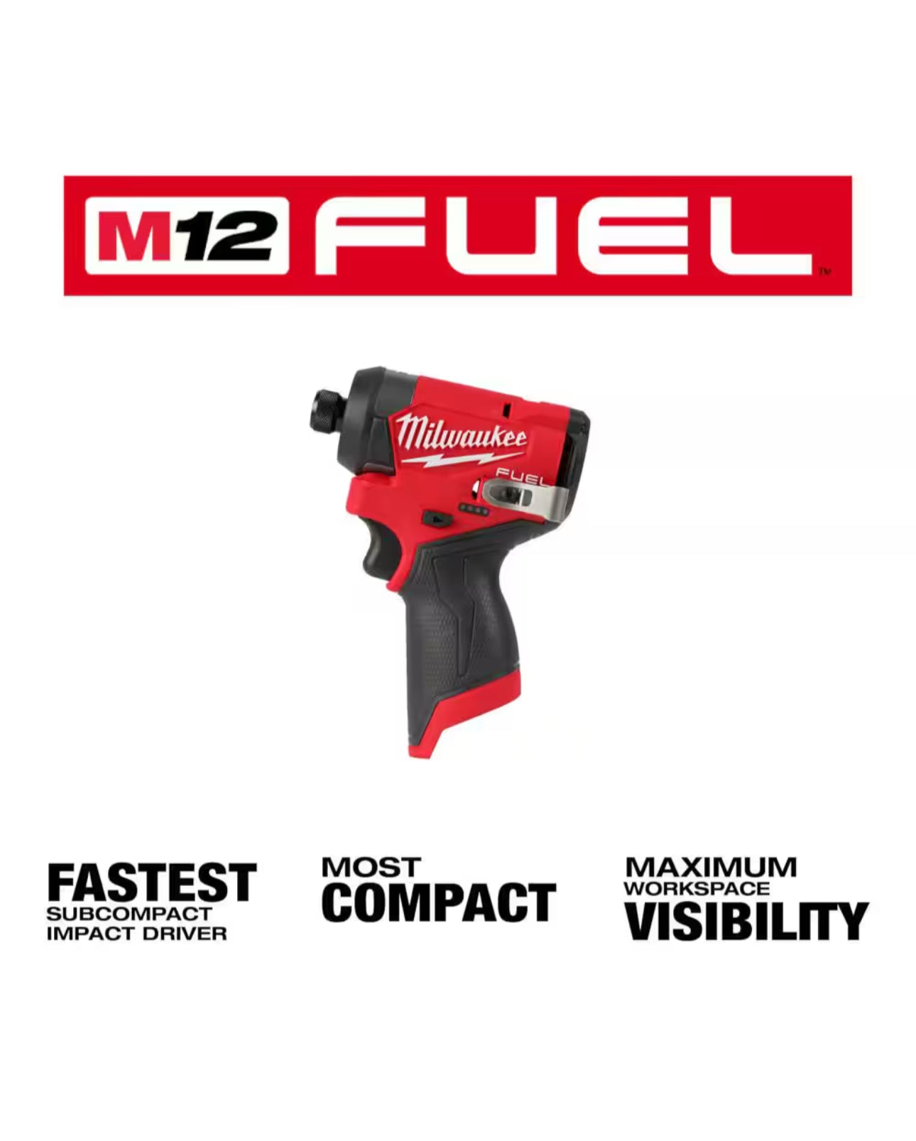 Destornillador de impacto hexagonal Milwaukee M12 Fuel de 1/4” (3453-20) 