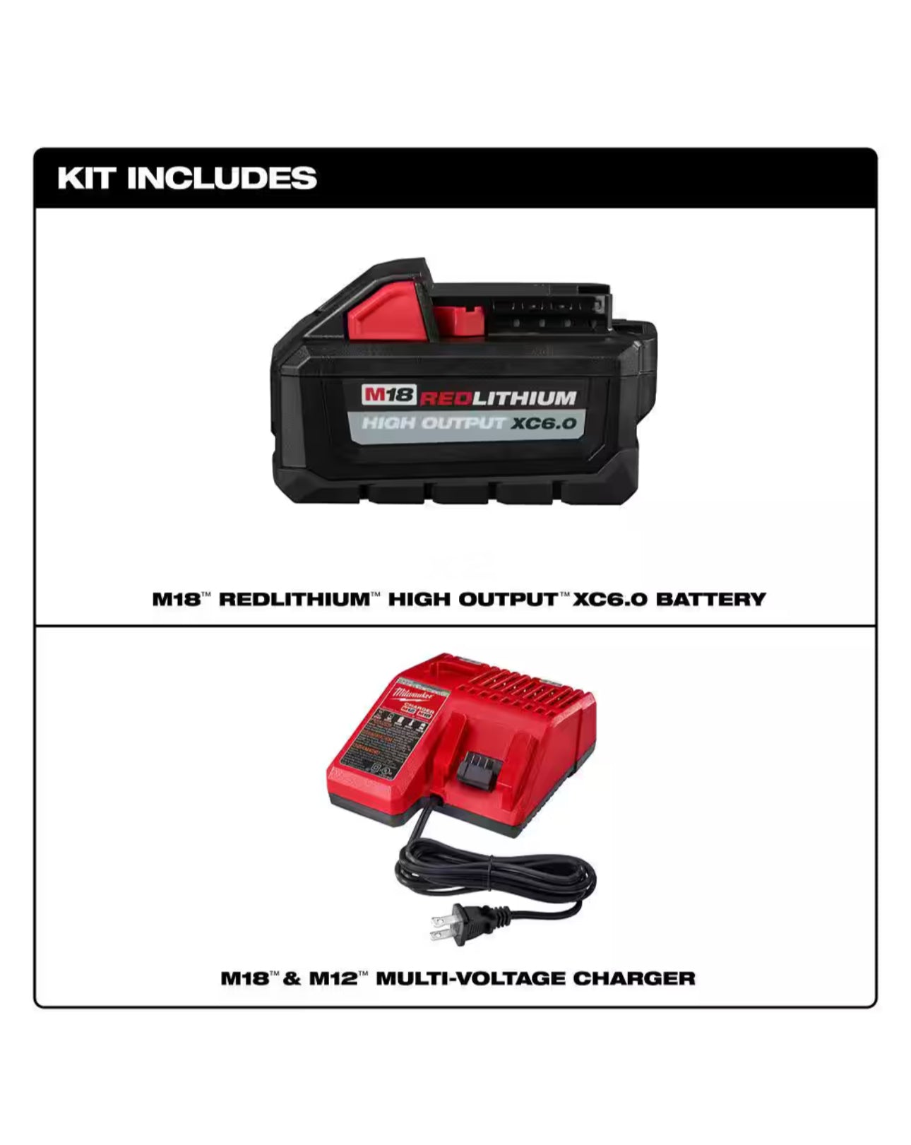 Milwaukee M18 High Output 6.0 Battery and Rapid Charger