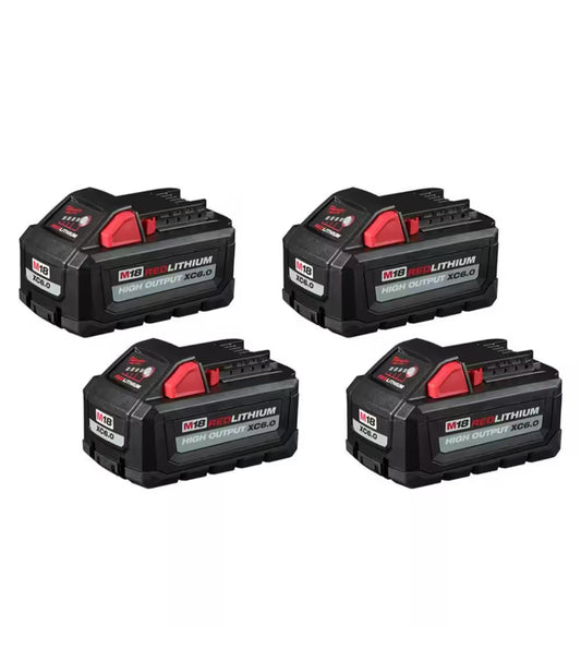 Milwaukee M18 High Output 6.0 Ah Battery Pack (4-Pack)