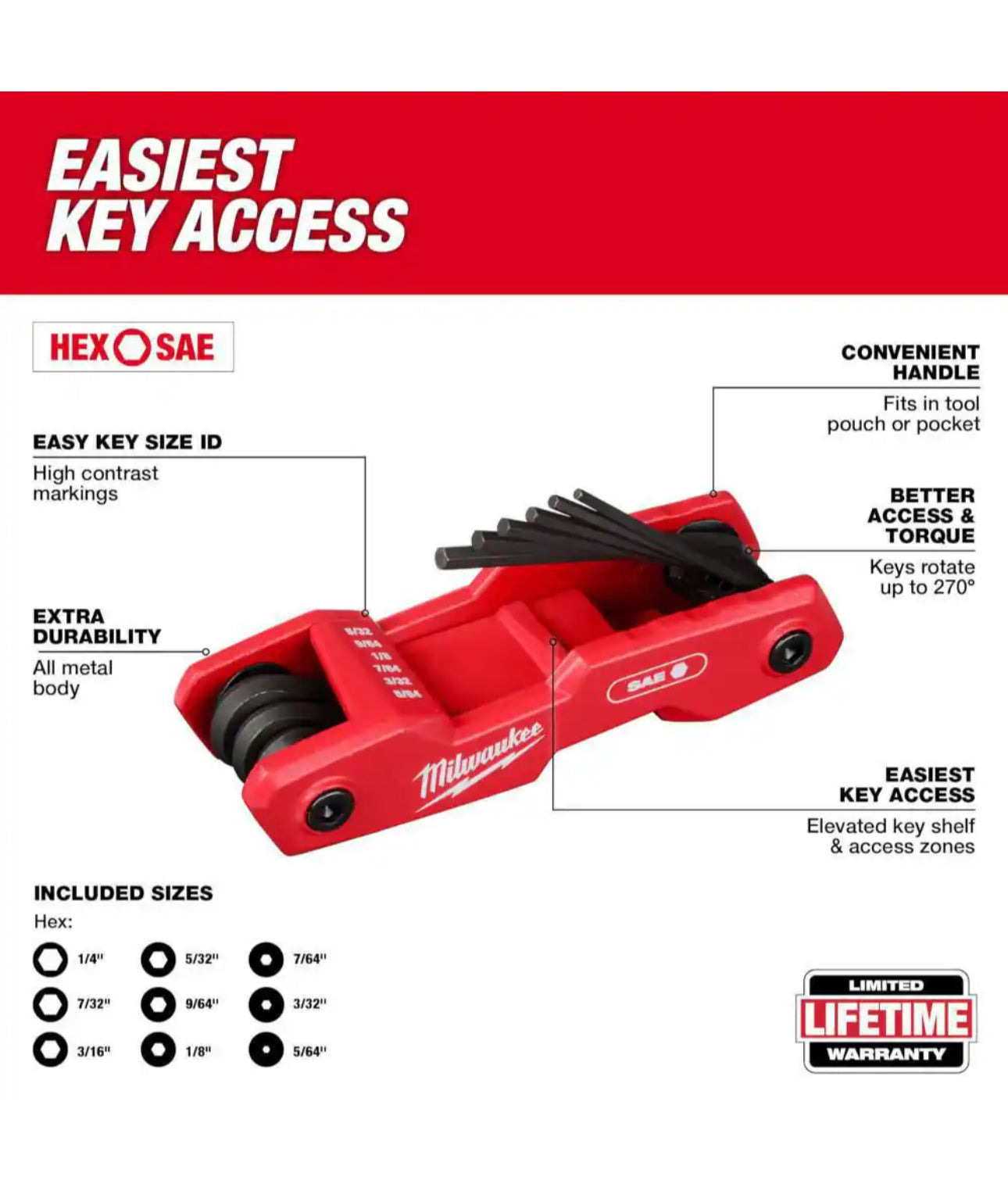 Milwaukee 17-Key Folding Hex Key Sets - SAE/Metric