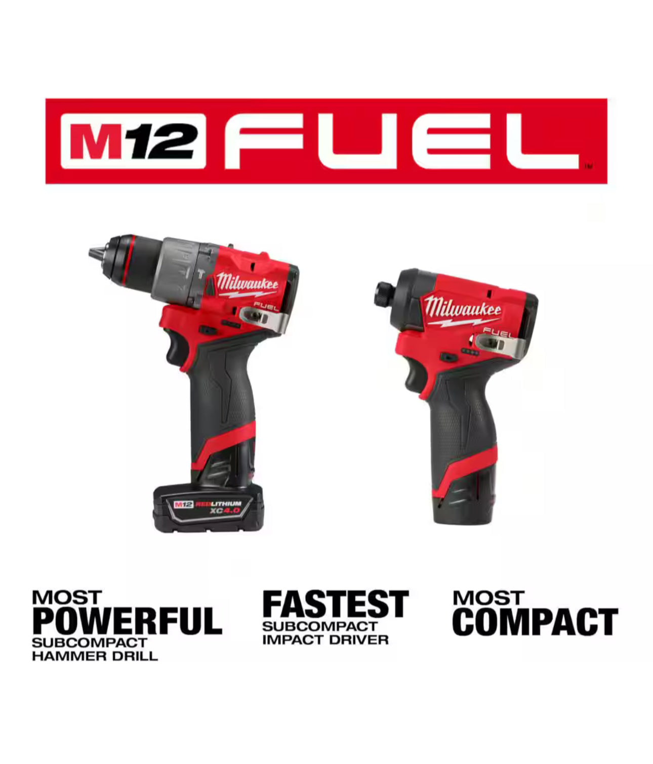 Kit combinado de taladro percutor de combustible y destornillador de impacto Milwaukee M12 (3497-22) 