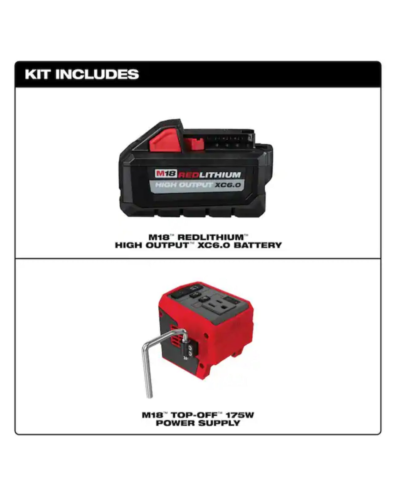 Inversor compacto Milwaukee M18 de 175 vatios con batería de 6,0 Ah 