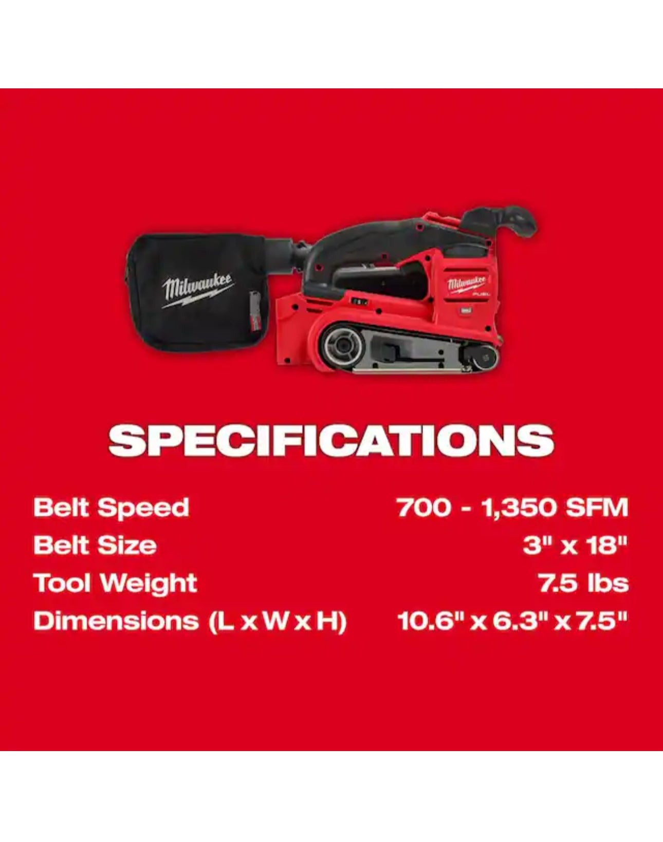 Lijadora de banda inalámbrica de iones de litio Milwaukee M18 FUEL (2832-20) 