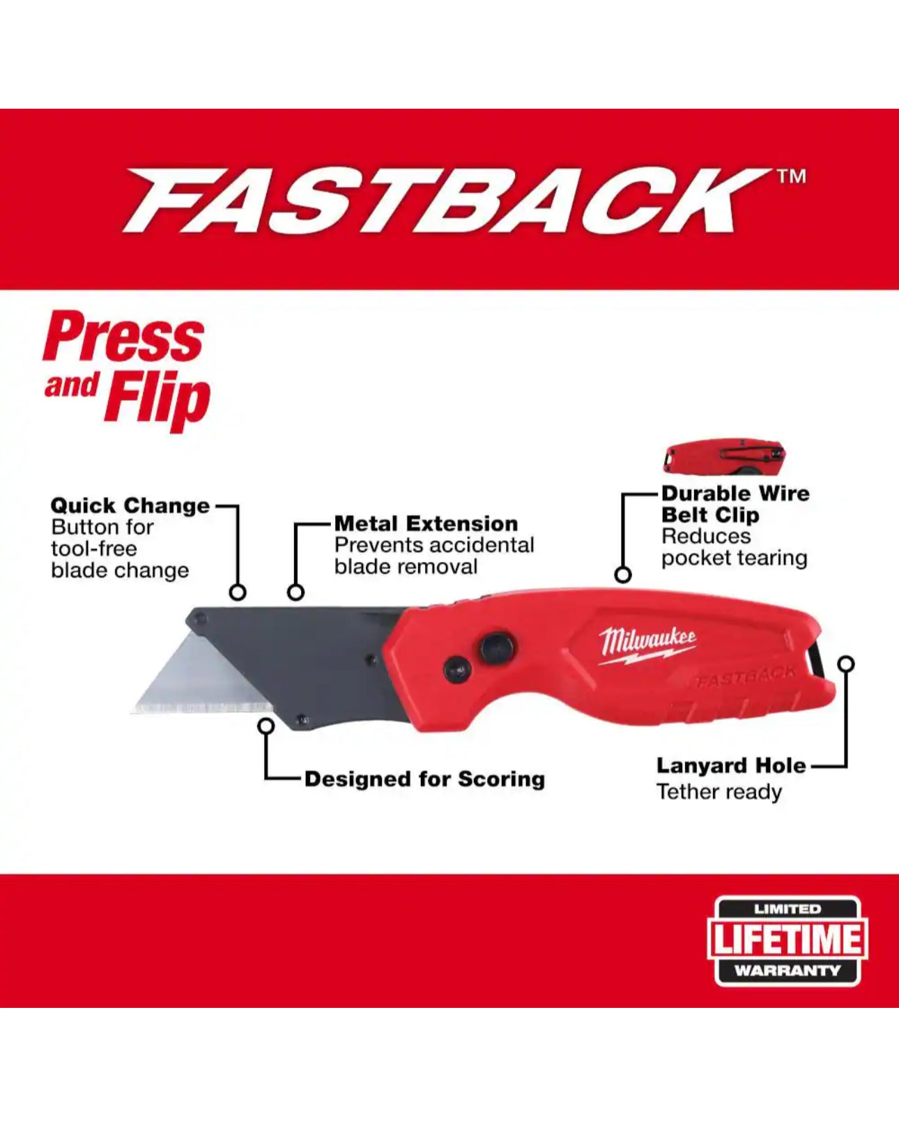 FASTBACK Compact Folding Utility Knife (3-Pack)