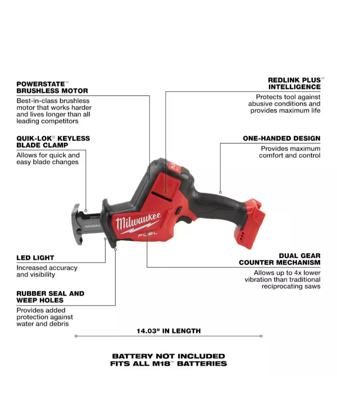 Milwaukee M18 Fuel bürstenlose kabellose HACKZALL-Säbelsäge (2719-20)