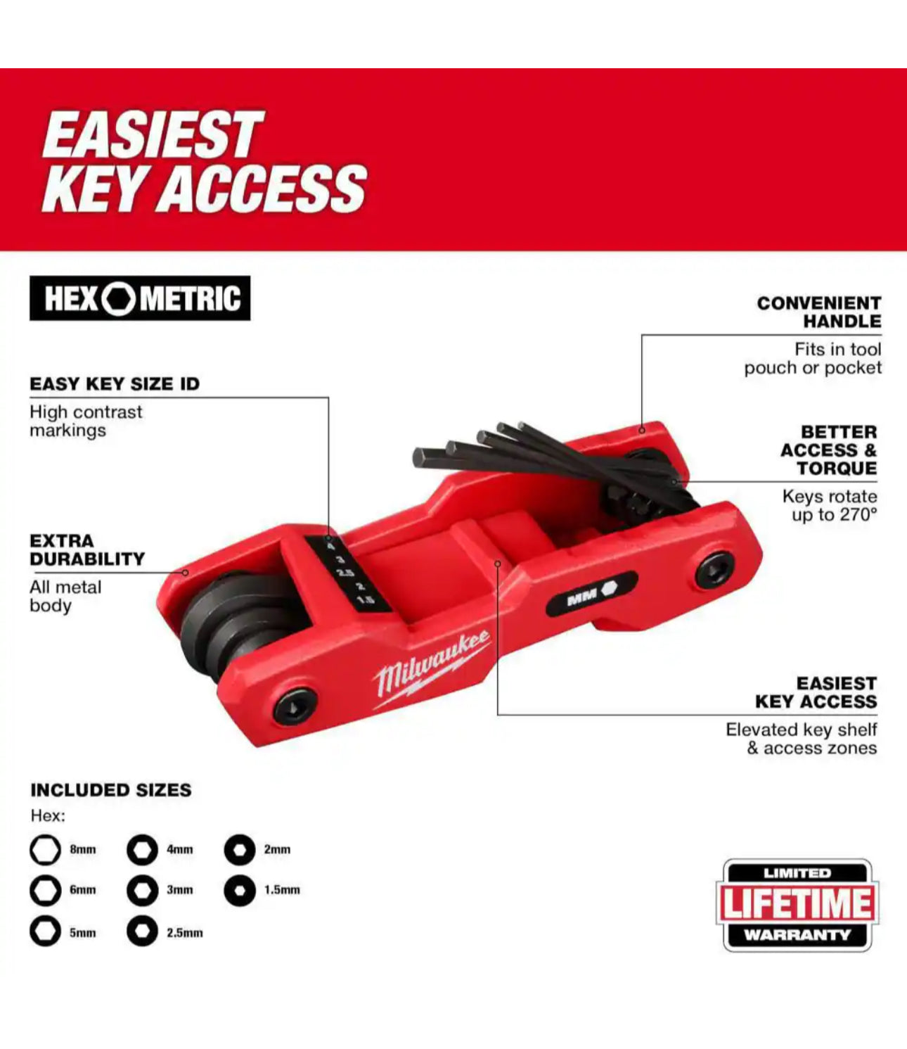 Milwaukee 17-Key Folding Hex Key Sets - SAE/Metric