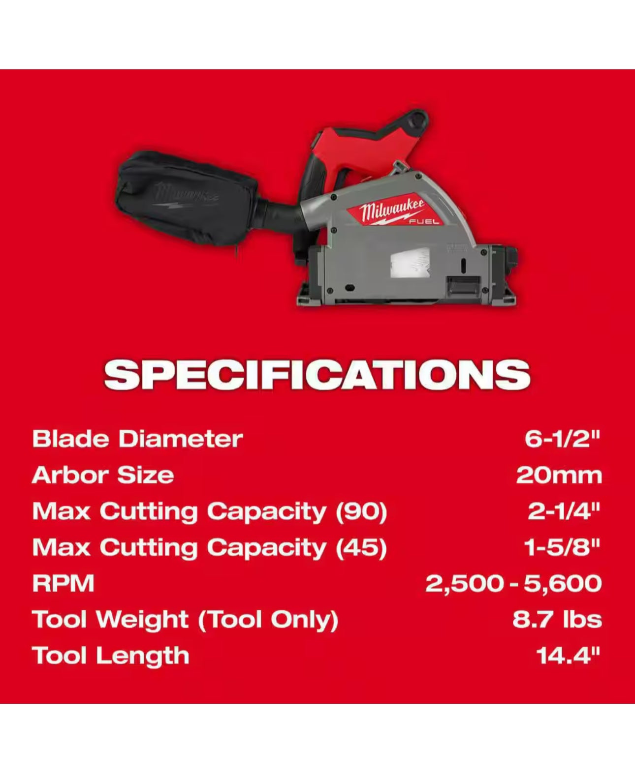 Milwaukee M18 Fuel Plunge Cut Track Saw (2831-20)