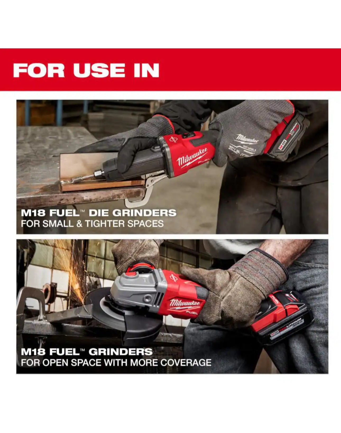 Milwaukee M18 FUEL™ Amoladora troqueladora con freno de 1/4", interruptor deslizante (2939-20) 