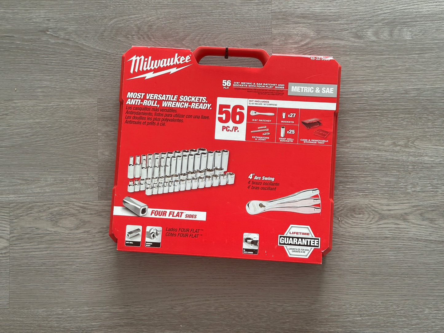 Milwaukee 3/8"-Antrieb SAE/METRISCHES Ratschen- und Steckschlüsselset (56-teilig) 